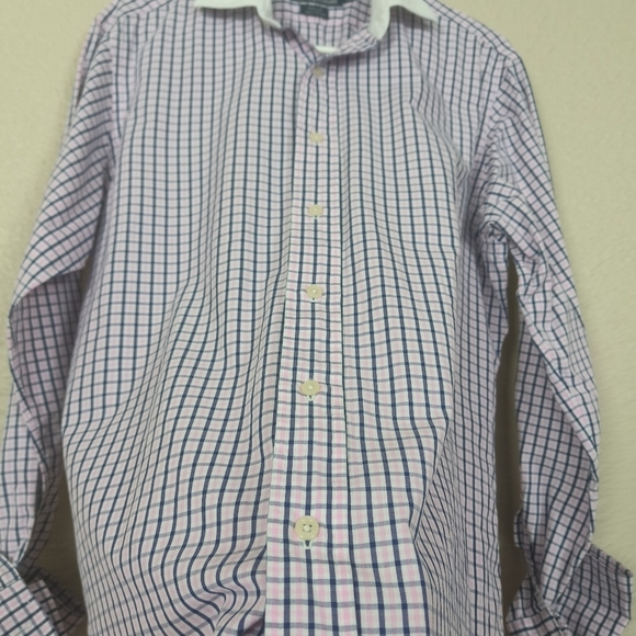 POLO RALPH LAUREN Men's Dress Shirt Long Sleeve 15 1/2-34 Pink/Blue Plaid Button - Picture 6 of 9